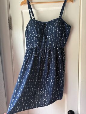 AUW Navy & White Arrow-Print Sundress with Adjustable Straps Women’s Size XL